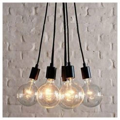 Meilleure vente 👏 STOEX Lustre Suspension Araignee E27 Douille Rétro Industriel Abat-jour Noir, DIY Ajustable Longueur Avec 1.5m Fil, 5 Bras (pas D'ampoule) ⌛ -Suspension Soldes 28992085 4
