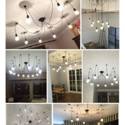 Meilleure vente 👏 STOEX Lustre Suspension Araignee E27 Douille Rétro Industriel Abat-jour Noir, DIY Ajustable Longueur Avec 1.5m Fil, 5 Bras (pas D'ampoule) ⌛ -Suspension Soldes 28992085 5