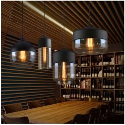 Nouveau ❤️ STOEX Suspension Design Cylindre Allongé Style Retro Vintage Contemporain , Lustre Abat-jour En Verre Corde Ajustable Luminaire Salle à Manger Chambre à Coucher Salon Bar,fumé ✨ -Suspension Soldes 28992461 4