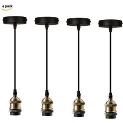 Acheter ✨ STOEX Lot De 4 Suspension Douille Couleur Douille E27 60W Max Câble Ajustable Noir 1m Style Rétro, Bronze ⭐