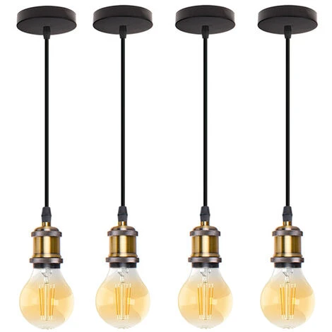 Acheter ✨ STOEX Lot De 4 Suspension Douille Couleur Douille E27 60W Max Câble Ajustable Noir 1m Style Rétro, Bronze ⭐ 2 Acheter ✨ STOEX Lot De 4 Suspension Douille Couleur Douille E27 60W Max Câble Ajustable Noir 1m Style Rétro, Bronze ⭐ – Image 2