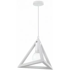 Bon marché ⭐ STOEX Lustre Suspension Métal Cage Forme De Triangle Style Vintage Industrielle E27 Pour Salon Chambre Cuisine,Blanc 👏