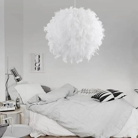 Tout neuf 🔥 STOEX Lustre Suspension Luminaire En Plume Blanche Design Forme Sphère E27 40W Pour Chambre Décoration Cadeau D'enfant ⭐ 2 Tout neuf 🔥 STOEX Lustre Suspension Luminaire En Plume Blanche Design Forme Sphère E27 40W Pour Chambre Décoration Cadeau D'enfant ⭐ – Image 2