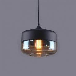 Le moins cher 🎉 STOEX Suspension Design Cylindre Aplatie Style Retro Vintage Contemporain , Lustre Abat-jour En Verre Corde Ajustable Luminaire Salle à Manger Chambre à Coucher Salon Bar,fumé ⌛