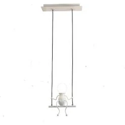 Remise 🛒 STOEX Moderne Suspension Créatif Poupée Fer Gens Balançoire Enfants Lampe Suspendue Salon Chambre Créative Lumière (Blanc) 👏