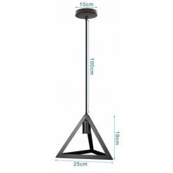 Grosses soldes 🤩 STOEX Lustre Suspension Métal Cage Forme De Triangle Style Vintage Industrielle E27 Pour Salon Chambre Cuisine, Noir 🥰 -Suspension Soldes 28993627 4
