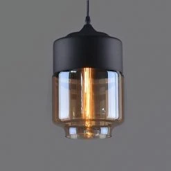Sortie ⌛ STOEX Suspension Design Cylindre Style Retro Vintage Contemporain , Lustre Abat-jour En Verre Corde Ajustable Luminaire Salle à Manger Chambre à Coucher Salon Bar,fumé ⭐