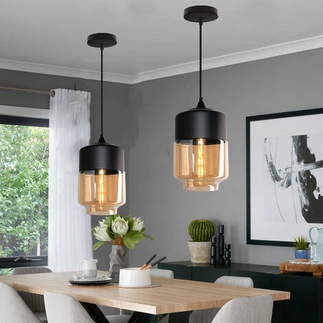 Sortie ⌛ STOEX Suspension Design Cylindre Style Retro Vintage Contemporain , Lustre Abat-jour En Verre Corde Ajustable Luminaire Salle à Manger Chambre à Coucher Salon Bar,fumé ⭐ 2 Sortie ⌛ STOEX Suspension Design Cylindre Style Retro Vintage Contemporain , Lustre Abat-jour En Verre Corde Ajustable Luminaire Salle à Manger Chambre à Coucher Salon Bar,fumé ⭐ – Image 2