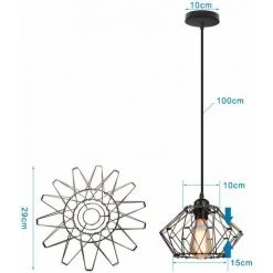 Tout neuf ✔️ STOEX 5 En 1 Lustre Suspension Luminaire Industrielle E27 Noir DIY, Abat Jours Cage Forme Changeable Multifonctionnel , Corde Ajustable Pour Restaurant Salle à Manger Salon Chambre Cuisine Bar ⭐ -Suspension Soldes 29017128 3