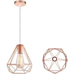 Acheter 💯 STOEX Suspensions Luminaires Vintage Lustre Plafonnier Industrielle Métal Rétro E27 Lampe De Plafond Abat-Jour Cage Or Rose Ø20CM - Seul ⭐