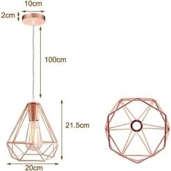 Acheter 💯 STOEX Suspensions Luminaires Vintage Lustre Plafonnier Industrielle Métal Rétro E27 Lampe De Plafond Abat-Jour Cage Or Rose Ø20CM - Seul ⭐ -Suspension Soldes 29017196 4
