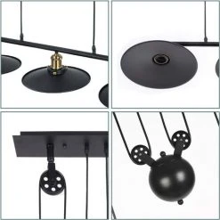 Top 10 ✔️ STOEX Lustre Suspension Industrielle Luminaire Vintage Plafonnier Avec Poulie En Métal Lampe De Plafond Barre, Ø 26cm, Noir ❤️ -Suspension Soldes 29017276 4