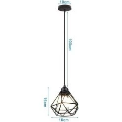 Meilleure affaire ✨ STOEX Lot De 2 Suspension Luminaire Industrielle Métal Lustre Plafonnier Style Cage Ø16cm Géométrique E27 Mini Lampe Suspension Vintage Pour Cuisine Chambre Couloir, Noir - Noir ❤️ -Suspension Soldes 29017280 4