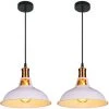 Promo 👏 STOEX Lot De 2 Lustre Suspension Industrielle Vintage E27 LED Lampe Plafonniers Retro Abat-jour Pour Cuisine Salle à Manger Salon Chambre Restaurant, Blanc 👏