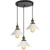 Remise 😀 STOEX Suspension Luminaire Industrielle Vintage En Métal Fer , Rétro Lustre Lampe Plafonnier Corde Ajustable Pour Cuisine Salle à Manger Salon Bar, Blanc Et Noir 🥰