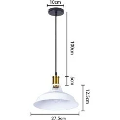 De gros 🥰 STOEX Lustre Suspension Industrielle Vintage E27 LED Lampe Plafonniers Retro Abat-jour Pour Cuisine Salle à Manger Salon Chambre Restaurant, Blanc 🎁 -Suspension Soldes 29017592 5