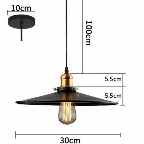 Budget ⌛ STOEX 30cm E27 Suspension Industrielle Rétro Lustre Abat-Jour Noir Lampe De Plafond Luminaire Pour Salon Cuisine Bar 💯 4 Budget ⌛ STOEX 30cm E27 Suspension Industrielle Rétro Lustre Abat-Jour Noir Lampe De Plafond Luminaire Pour Salon Cuisine Bar 💯 – Image 4