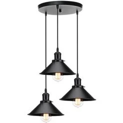 Bon marché 🥰 STOEX Suspension Industrielle Vintage Luminaire En Métal Fer , Rétro Lustre Lampe Plafonnier Corde Ajustable Pour Cuisine Salle à Manger Salon Bar, Noir 👍