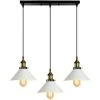 De gros 👍 STOEX Lustre Suspension Industrielle Vintage En Métal Fer Rétro Abat-jour Luminaire 22cm Lampe Plafonnier Corde Ajustable ,E27 Blanc Et Noir ❤️