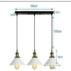 De gros 👍 STOEX Lustre Suspension Industrielle Vintage En Métal Fer Rétro Abat-jour Luminaire 22cm Lampe Plafonnier Corde Ajustable ,E27 Blanc Et Noir ❤️ -Suspension Soldes 29017724 5