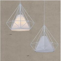 Promo 🌟 WOTTES Lustre Suspension Moderne En Forme Diamant Plafonnier Abat-jour E27 Pour Chambre Blanc - Blanc ✔️ -Suspension Soldes 29300311 4