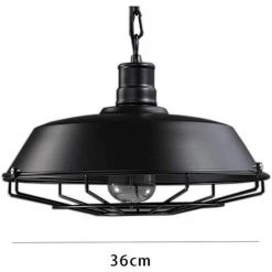 Vente flash 🛒 WOTTES Lustre Suspension Industriel Plafonnier Abat-jour Métal E27 Pour Chambre Salon Bar Restaurant Noir - 36cm - Noir 🎁 -Suspension Soldes 29302884 5