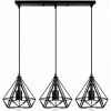 Tout neuf ✔️ WOTTES Lustre Suspension En Forme Diamant Métal Luminaire Industriel 3 Lumières E27 Pour Chambre Cuisine Bar - Noir - Noir 🎁