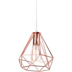 Promo 🛒 WOTTES 3 Lumières Lustre Suspension E27 Cage Métal Pour Chambre Salon Bar Cuisine Rose - Or Rose 🎉 -Suspension Soldes 29305811 4