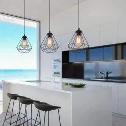 De gros 💯 LITZEE Industriel Suspension Luminaire Rétro Lustre Plafonnier Vintage Noir Lampe Cage Éclairage De Plafond Abat-jour En Métal Pour Restaurant Salon Chambre Cuisine Bar Couloir (sans Ampoule) (noir) [Classe énergétique A+] 🤩 -Suspension Soldes 29874575 3