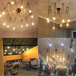 De gros 👏 STOEX Rétro Lustre Suspension Araignee Corde De Chanvre Avec 5 Bras E27 Douille, Industriel Lampe DIY 2.0m Fil Longueur Ajustable Luminaire Décoration Chambre Restaurant Bar ⌛ -Suspension Soldes 30079814 5