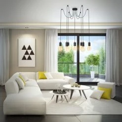 Vente flash 😍 B.K.LICHT Suspension Design Industriel Lustre Minimaliste Rétro-vintage I Plafonnier Pour 7 Ampoules I Réglable En Hauteur ✨ -Suspension Soldes 30191579 3