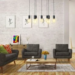 Vente flash 😍 B.K.LICHT Suspension Design Industriel Lustre Minimaliste Rétro-vintage I Plafonnier Pour 7 Ampoules I Réglable En Hauteur ✨ -Suspension Soldes 30191579 4