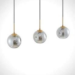Vente flash ✨ LINDBY Suspension En Verre à Intensité Variable 'Hiwana' En Verre Pour Salon & Salle à Manger - Gris Fumée, Laiton, Noir 👏 -Suspension Soldes 30969941 3
