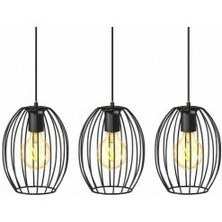 De gros 💯 B.K.LICHT Suspension Retro 3 Paniers Métalliques I Douilles E27 I 700x175x1120 Mm I Noir I Lampe Suspendue Vintage ✔️