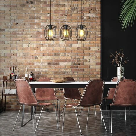 De gros 💯 B.K.LICHT Suspension Retro 3 Paniers Métalliques I Douilles E27 I 700x175x1120 Mm I Noir I Lampe Suspendue Vintage ✔️ 4 De gros 💯 B.K.LICHT Suspension Retro 3 Paniers Métalliques I Douilles E27 I 700x175x1120 Mm I Noir I Lampe Suspendue Vintage ✔️ – Image 4