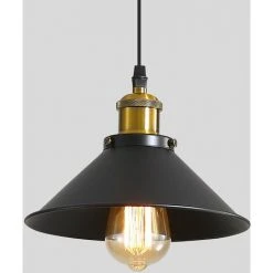 Meilleur prix 👍 Goeco Suspension Luminaire Industrielle Lustre Plafonnier Noir, Φ22 Cm Pour Ampoules E27 Lustre Plafonnier Vintage Culot Abat-jour En Métal Pour Salle à Manger Salon Cuisine Chambre Restaurant Café Et Bar ⌛