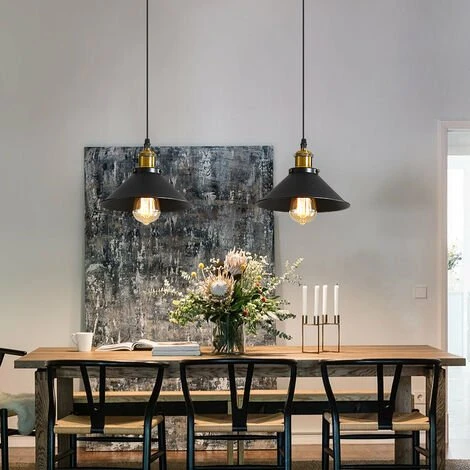 Meilleur prix đ Goeco Suspension Luminaire Industrielle Lustre Plafonnier Noir, Φ22 Cm Pour Ampoules E27 Lustre Plafonnier Vintage Culot Abat-jour En Métal Pour Salle à Manger Salon Cuisine Chambre Restaurant Café Et Bar â 4 Meilleur prix đ Goeco Suspension Luminaire Industrielle Lustre Plafonnier Noir, Φ22 Cm Pour Ampoules E27 Lustre Plafonnier Vintage Culot Abat-jour En Métal Pour Salle à Manger Salon Cuisine Chambre Restaurant Café Et Bar â â Image 4