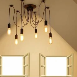 Remise 🧨 Goeco Lustre De Plafond D'araignée, Plafonniers Réglables De Bricolage Avec Le Fil De 1.5M Pour La Lampe D'éclairage De Barre De Café De Restaurant De Salon ❤️ -Suspension Soldes 31606259 3