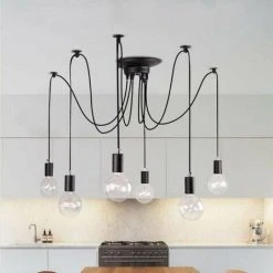 Remise 🧨 Goeco Lustre De Plafond D'araignée, Plafonniers Réglables De Bricolage Avec Le Fil De 1.5M Pour La Lampe D'éclairage De Barre De Café De Restaurant De Salon ❤️ -Suspension Soldes 31606259 4