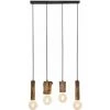 Nouveau 🥰 ETC-SHOP Lampe Suspension Bois Suspension Vintage Plafonnier Cuisine, Métal Eucalyptus Noir, 4 Lumières, H 150 Cm, Salle à Manger Salon 😉