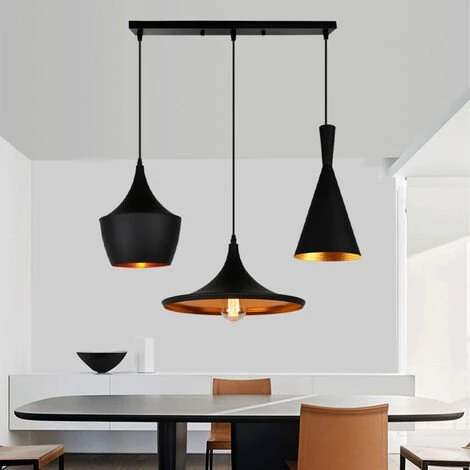 Bon marché 😀 WOTTES 3 Lumières Suspension Industriel Rétro Luminaire E27 Métal Lustre Pour Cuisine Chambre Bar Noir - Noir ❤️ 3 Bon marché 😀 WOTTES 3 Lumières Suspension Industriel Rétro Luminaire E27 Métal Lustre Pour Cuisine Chambre Bar Noir - Noir ❤️ – Image 3