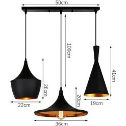 Bon marché 😀 WOTTES 3 Lumières Suspension Industriel Rétro Luminaire E27 Métal Lustre Pour Cuisine Chambre Bar Noir - Noir ❤️ 9 Bon marché 😀 WOTTES 3 Lumières Suspension Industriel Rétro Luminaire E27 Métal Lustre Pour Cuisine Chambre Bar Noir - Noir ❤️ -Suspension Soldes 32105026 5