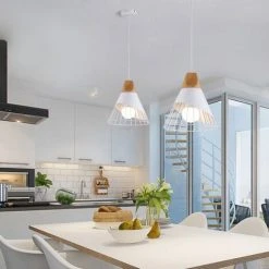 Meilleur prix 😍 WOTTES Lot De 3 Lustre Suspension En Forme Badminton En Métal E27 Pour Chambre Bar Blanc - Blanc 😍 -Suspension Soldes 32144969 4