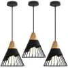 Grosses soldes ✨ WOTTES Lot De 3 Lustre Suspension Nordique Créatif Plafonnier En Forme Badminton Luminaire En Métal E27 Pour Chambre Salon Cuisine Bar - Noir - Noir 😀