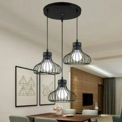 Le moins cher 💯 SiFree®Lustre En Fer 3 Luminaire Suspension Industrielle Pour Restaurant Terrasse Salon ✔️