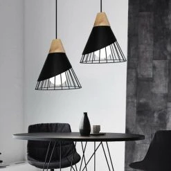 Grosses soldes 🎉 WOTTES Lot De 2 Lustre Suspension En Forme Badminton En Métal E27 Pour Chambre Bar Noir - Noir 🌟 -Suspension Soldes 32348785 4