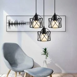 Bon marché 🔔 WOTTES Lustre Suspension 3 Lumières En Forme Carré Plafonnier Moderne Industriel E27 Pour Chambre Salon Cuisine Bar - Noir - Noir 🛒 7 Bon marché 🔔 WOTTES Lustre Suspension 3 Lumières En Forme Carré Plafonnier Moderne Industriel E27 Pour Chambre Salon Cuisine Bar - Noir - Noir 🛒 -Suspension Soldes 32348828 3