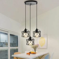 Bon marché 🔔 WOTTES Lustre Suspension 3 Lumières En Forme Carré Plafonnier Moderne Industriel E27 Pour Chambre Salon Cuisine Bar - Noir - Noir 🛒 8 Bon marché 🔔 WOTTES Lustre Suspension 3 Lumières En Forme Carré Plafonnier Moderne Industriel E27 Pour Chambre Salon Cuisine Bar - Noir - Noir 🛒 -Suspension Soldes 32348828 4