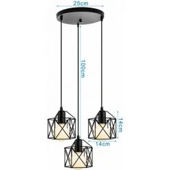 Bon marché 🔔 WOTTES Lustre Suspension 3 Lumières En Forme Carré Plafonnier Moderne Industriel E27 Pour Chambre Salon Cuisine Bar - Noir - Noir 🛒 9 Bon marché 🔔 WOTTES Lustre Suspension 3 Lumières En Forme Carré Plafonnier Moderne Industriel E27 Pour Chambre Salon Cuisine Bar - Noir - Noir 🛒 -Suspension Soldes 32348828 5