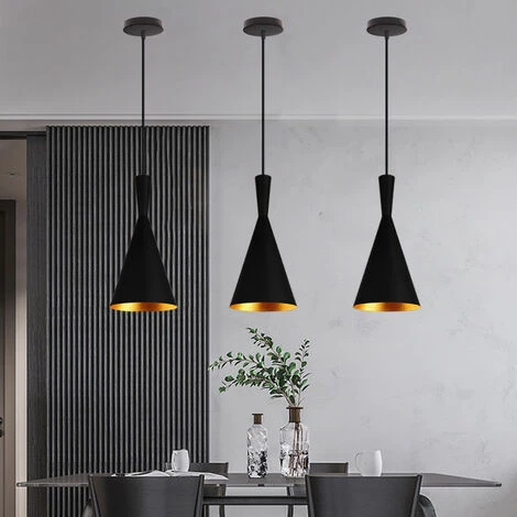 Offres 🤩 WOTTES 3pcs Lustre Suspension Moderne Nordique Lampe E27 Métal Pour Cuisine Chambre Café Bar Noir - Noir 🤩 2 Offres 🤩 WOTTES 3pcs Lustre Suspension Moderne Nordique Lampe E27 Métal Pour Cuisine Chambre Café Bar Noir - Noir 🤩 – Image 2